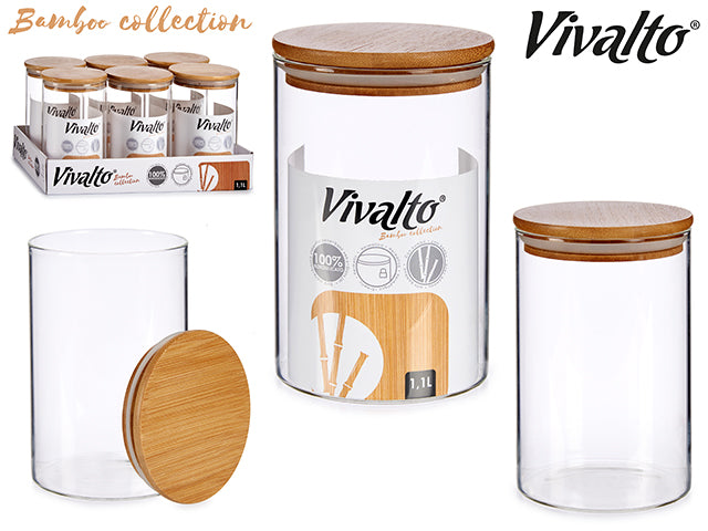 Glass Bottle With Bamboo Lid 1085 ml