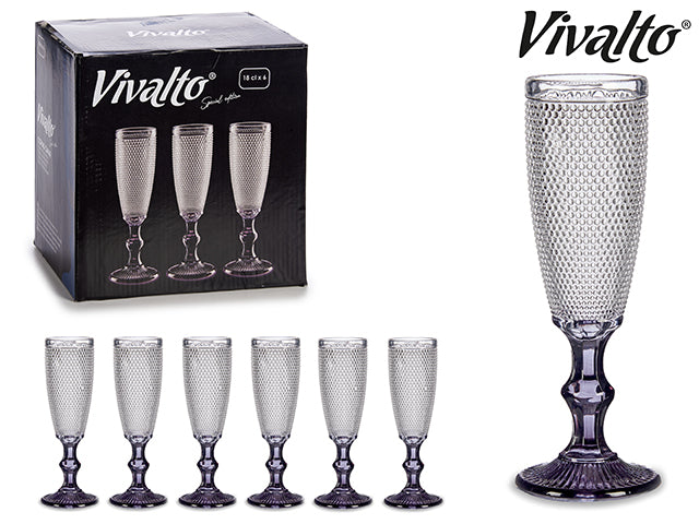 Taça Champagne Foot Antracita Points 185 ml