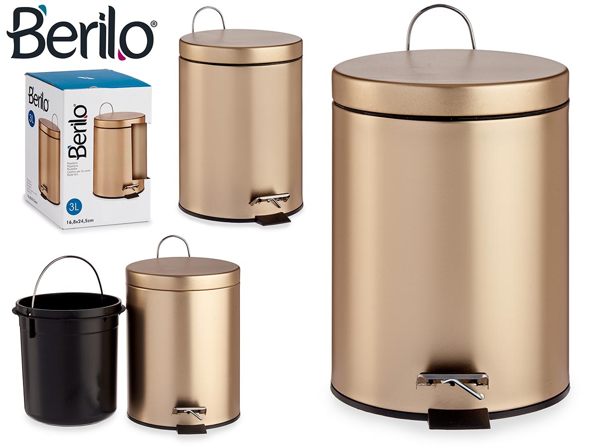 Gold Metal Pedal Bin 3L