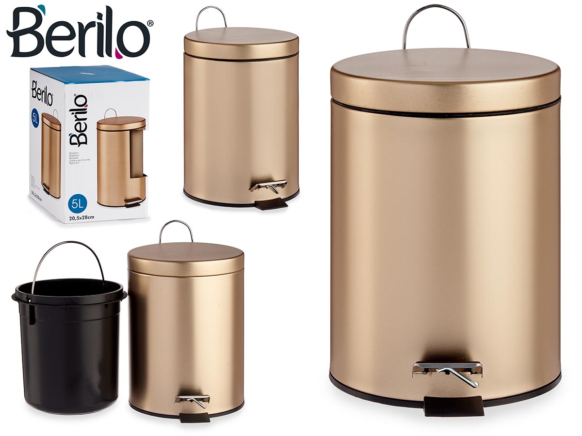 Gold Metal Pedal Bin 5L