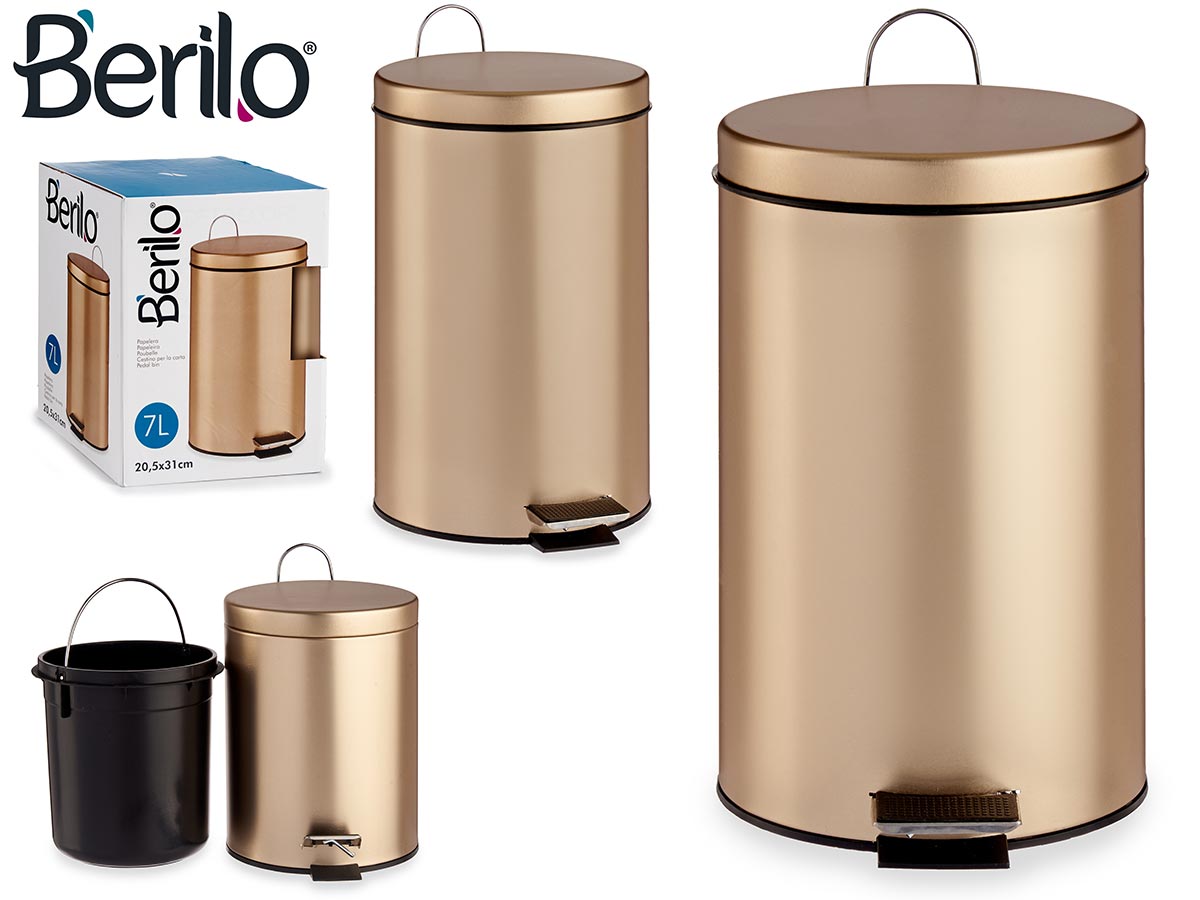 Caixa de pedais de metal dourado 7L