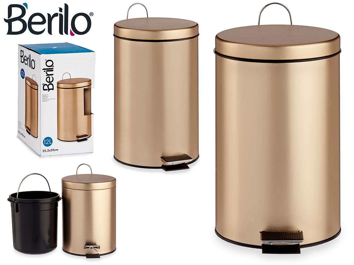 Gold Metal Pedal Bin 12L