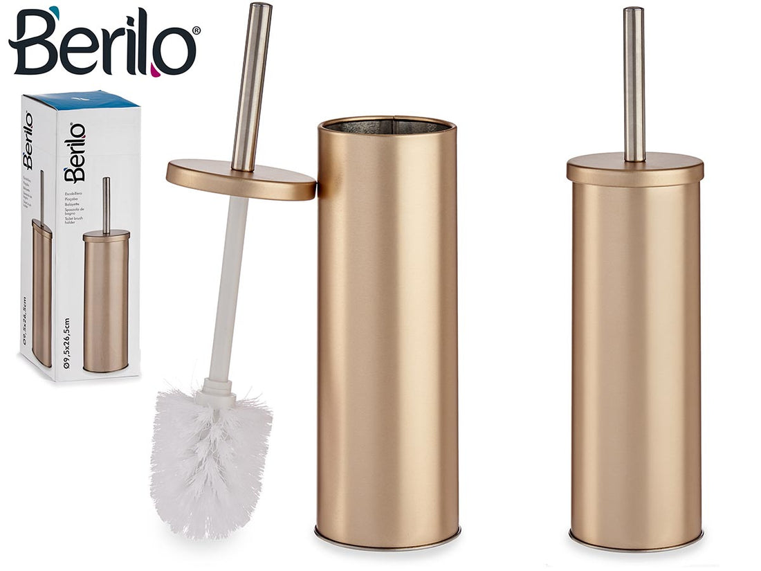 Gold Metal Toilet Brush With Close Holder