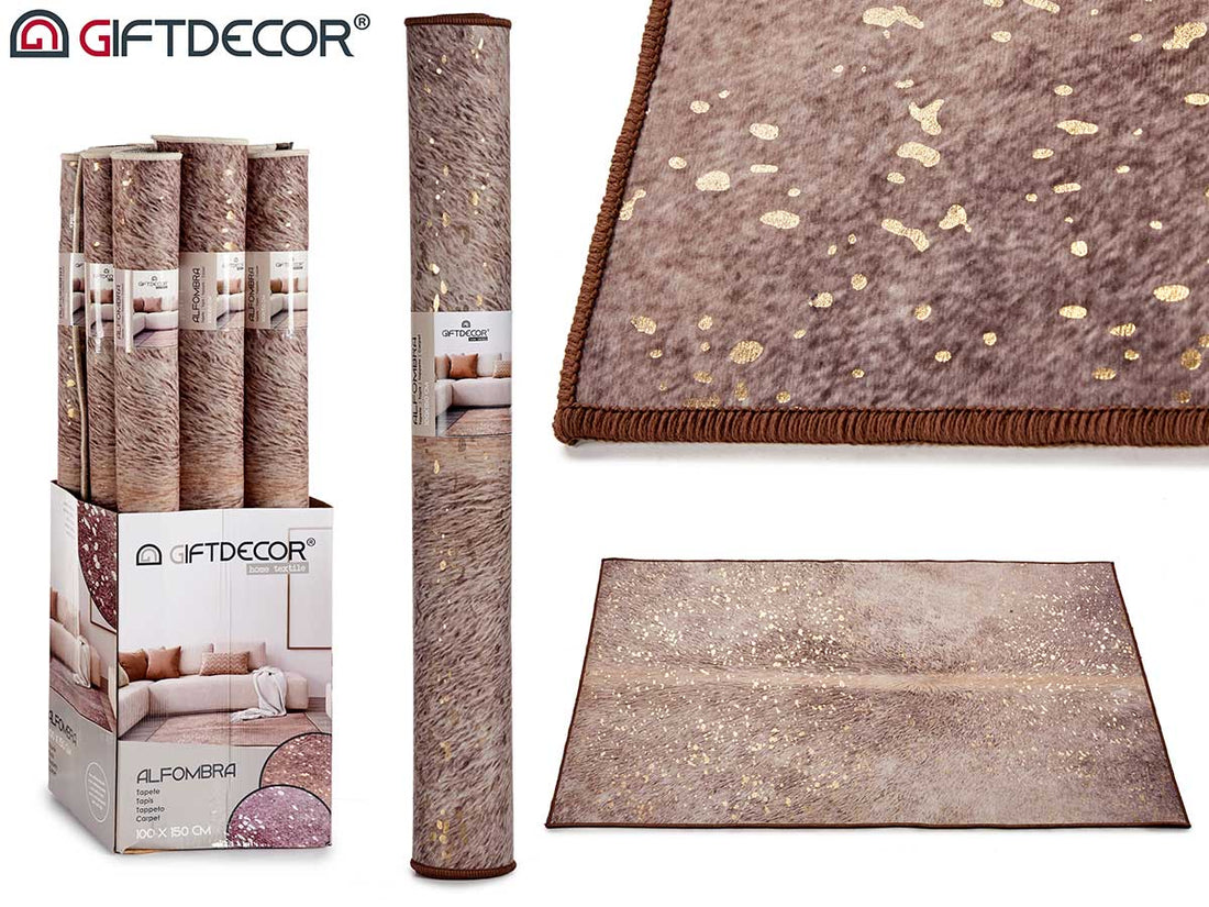 Brown Carpet 100 x 150 cm With Gold Stains