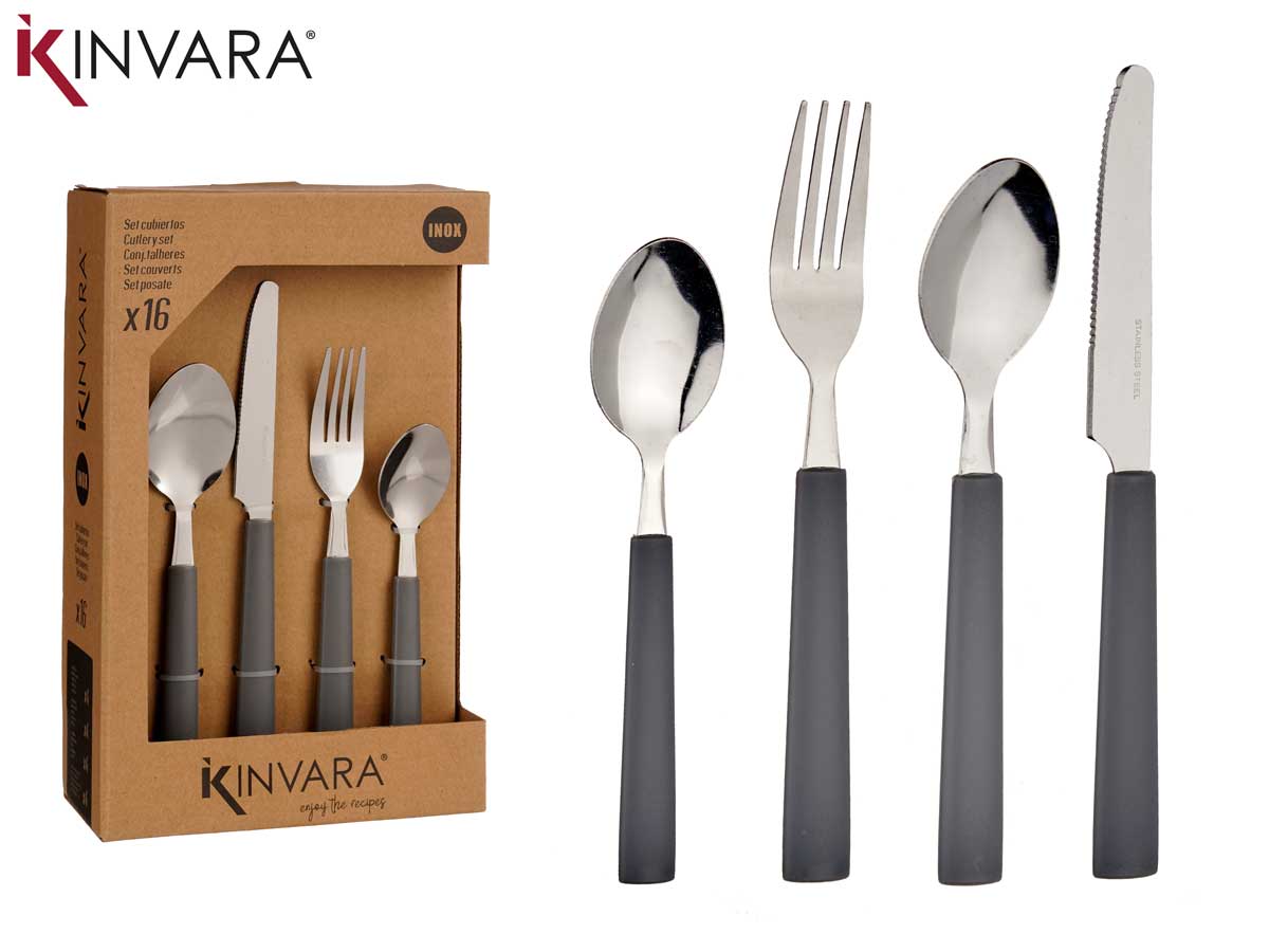 Set 16 Dark Grey Cutlery