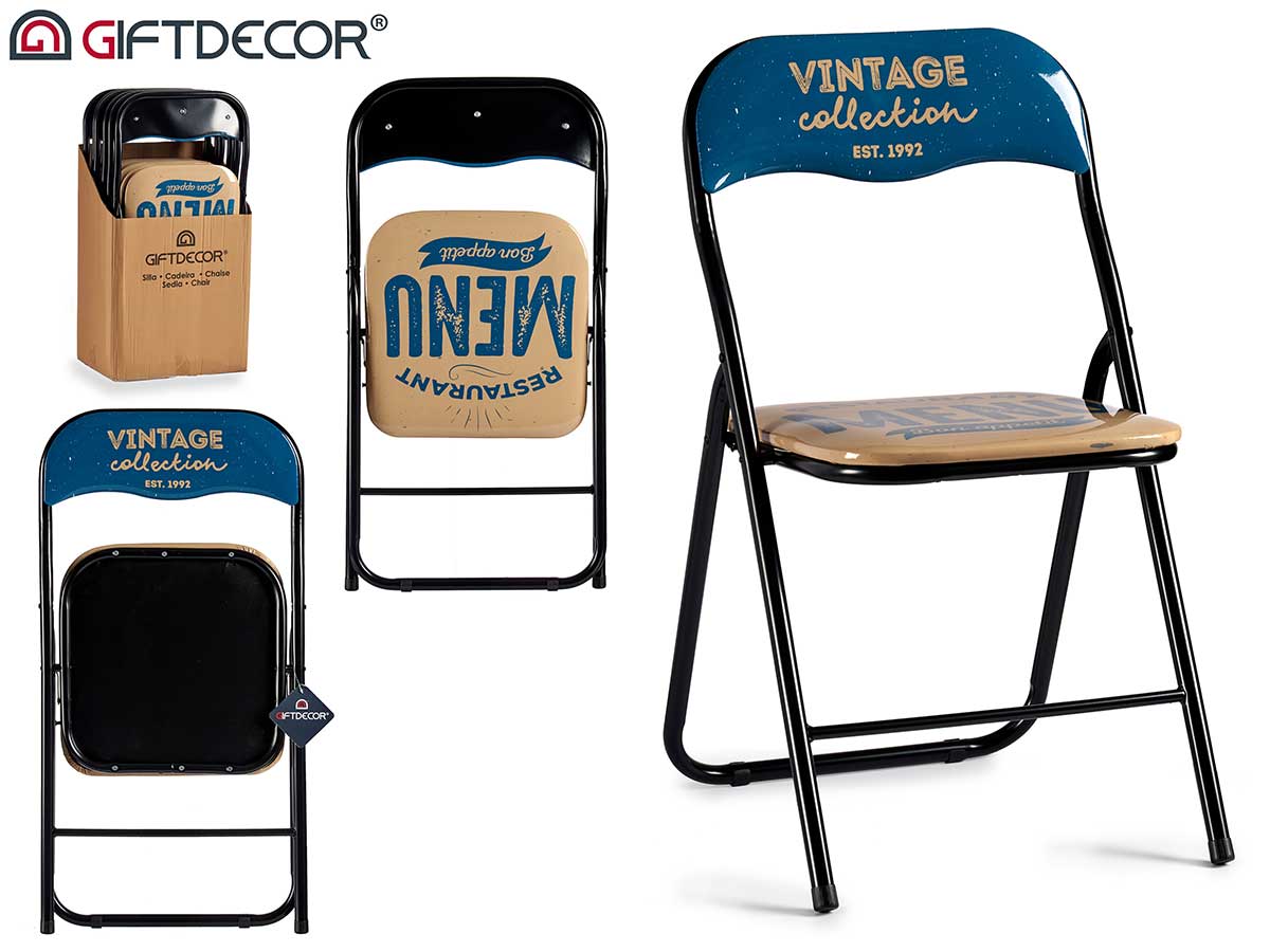 Black Legs Pvc Folding Chair Menu