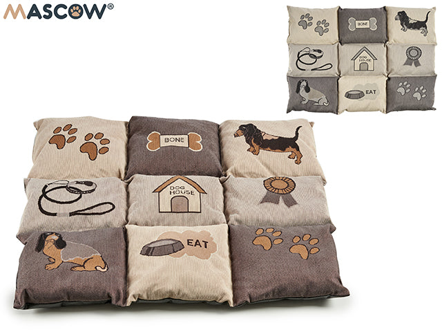 Cama Pet Rect Bordado Grande 2 Col Mix