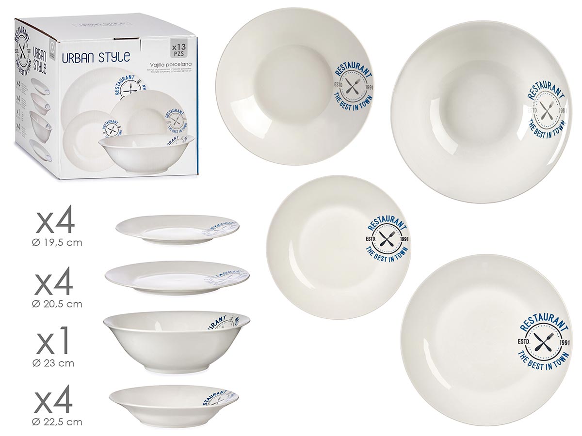 Set 13 Pcs Restaurant Porcelain Dinner Set