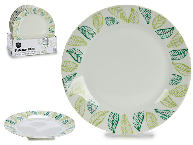 Plato Llano Porcelana 19Cm Leafes