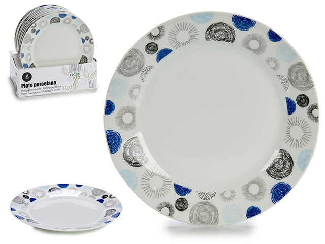 Plato Llano Porcelana 19Cm Circulos