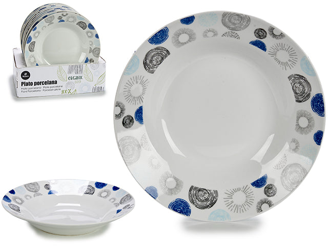 Prato Sopa Porcelana Círculos 20,6Cm