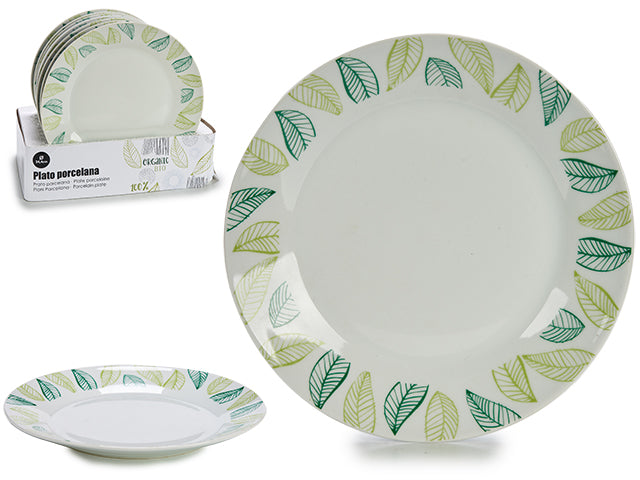 Plato Llano Porcelana 24,4Cm Leafes