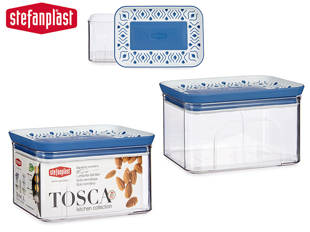 Caja Hermetica Plastico Rectangular Azul Tosca 700Ml