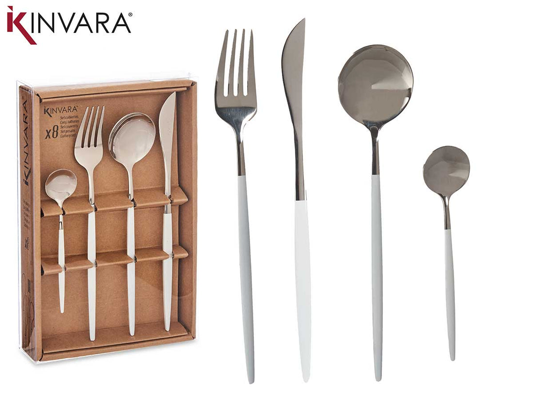 Cutlery 8Pcs Set Mirror/White