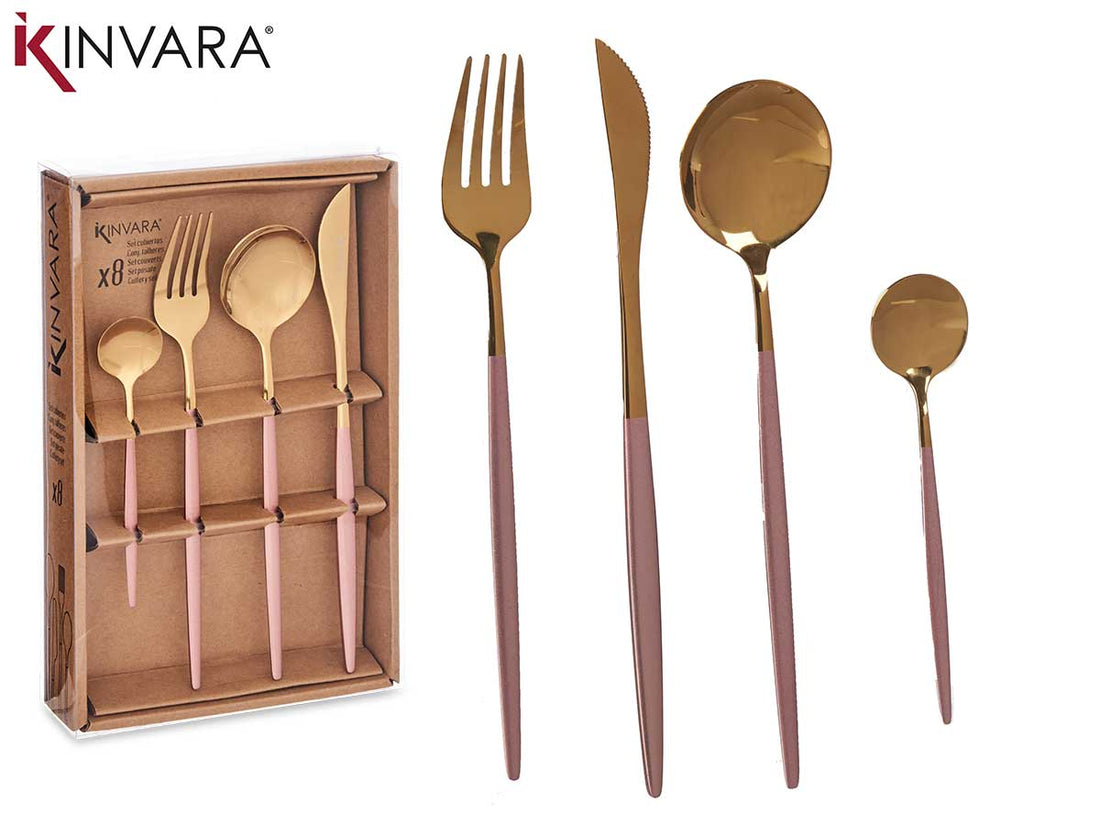 Cutlery 8Pcs Set Gold/Pink