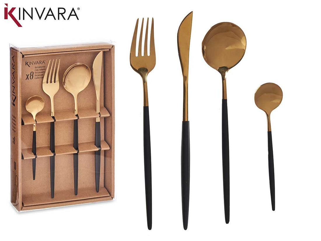 Cutlery 8Pcs Set Gold/Black