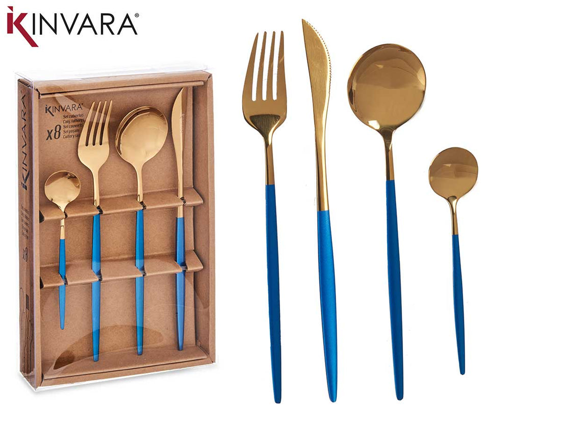 Cutlery 8Pcs Set Gold/Blue