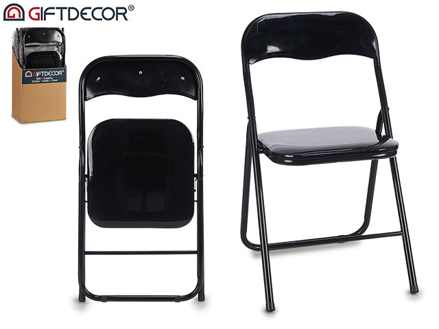 Folding Chair Shiny Black Black Feet