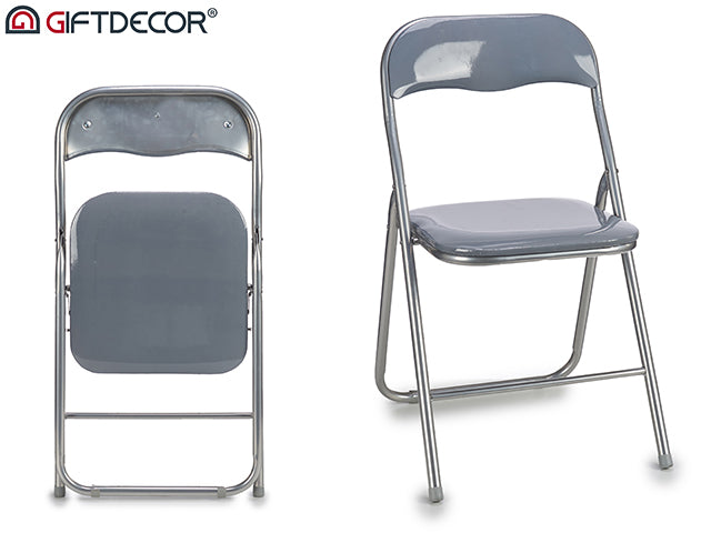 Folding Chair Shiny Grey Grey Feet