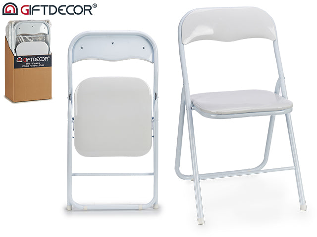 Folding Chair Shiny White White Feet