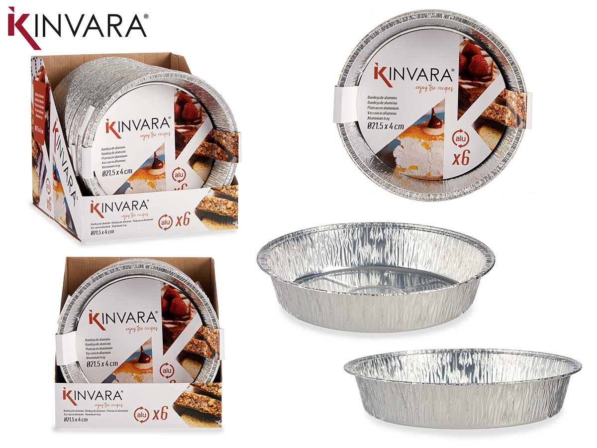 Set Of 6 Round Aluminiun Trays