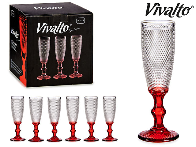 Red Feet Champagne Glass Glass Points Design 180 ml