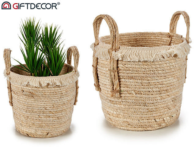 Flower Pot Low Straw With Handle