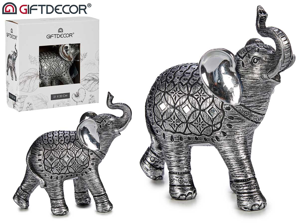 Dark Silver Resin Medium Elephant