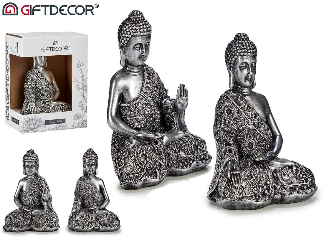 Silver Seat Buddha 2 Various 18 cm