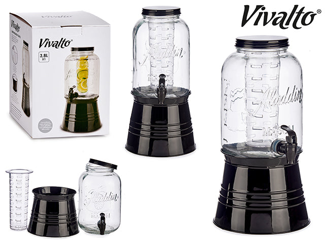 Jar With Cooler And Stand Black 3800 ml