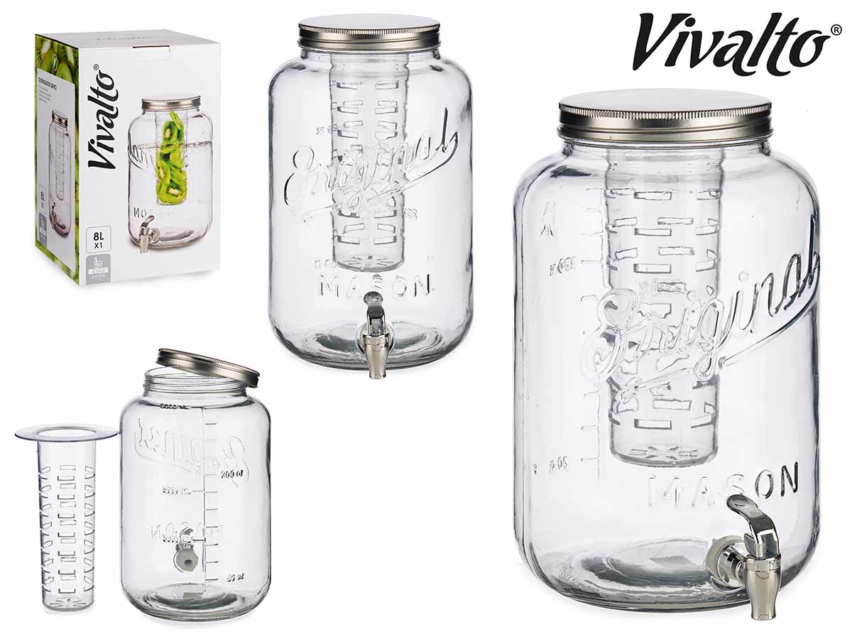 Jar With Cooler Silver 8000 ml