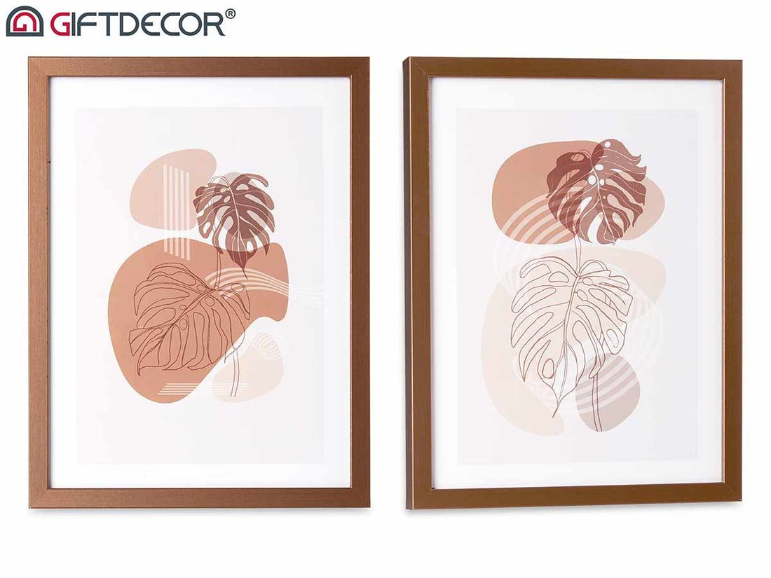 Leaf Picture With Copper Coloured Frame Assort 2
