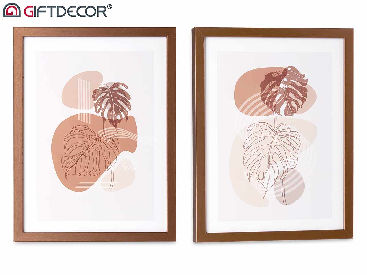 Leaf Picture With Copper Coloured Frame Assort 2