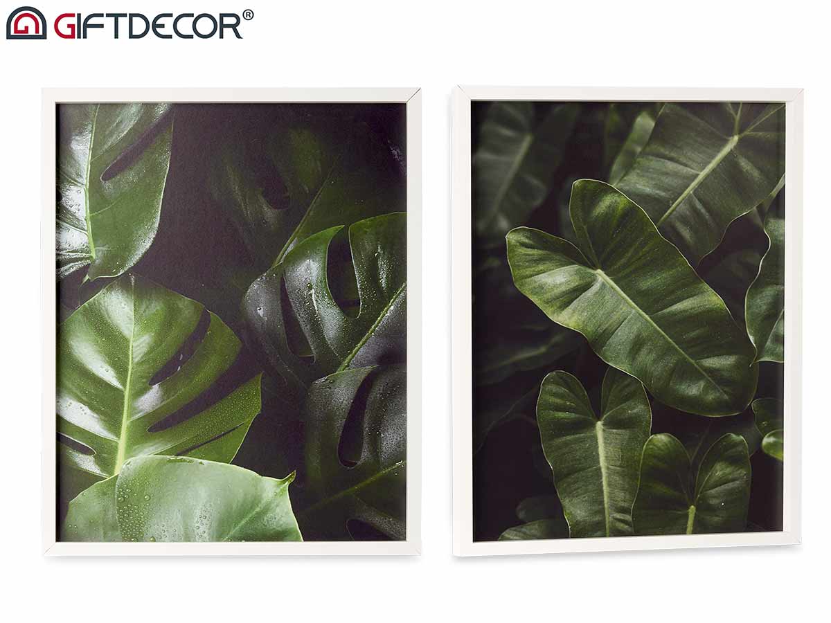 Green Leaf Picture With White Frame Assort 2