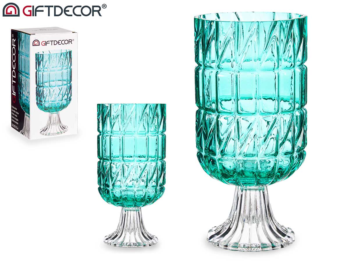 Sprayed Glass Vase With Stander Turquoise