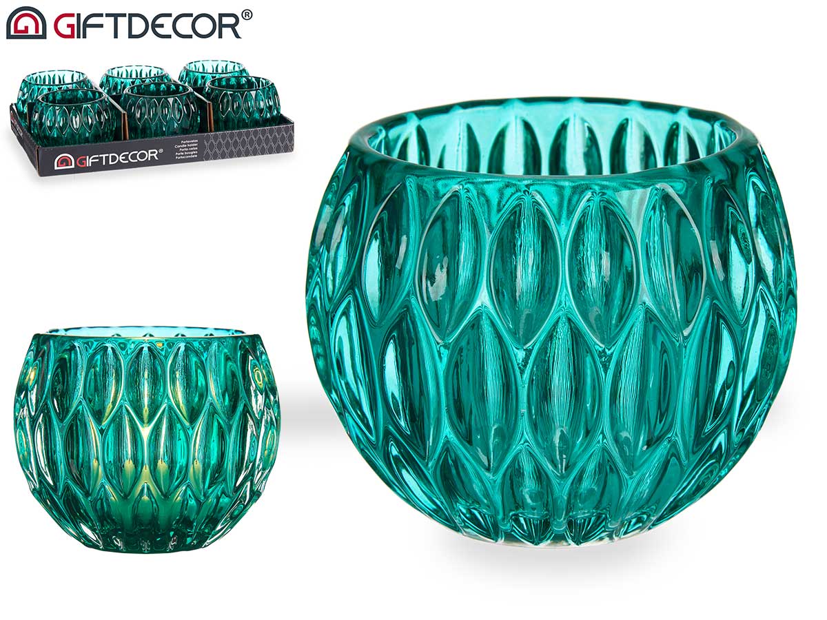 Hexagon Big Candle Holder Turquoise