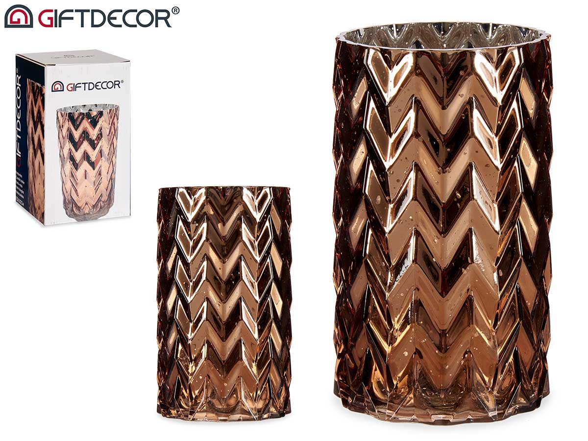 Vaso de vidro pulverizado Spike Cobre