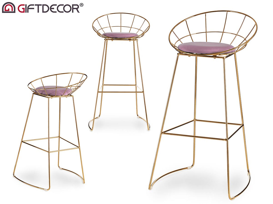 Gold Chromed Bar Chair Flesh Pink