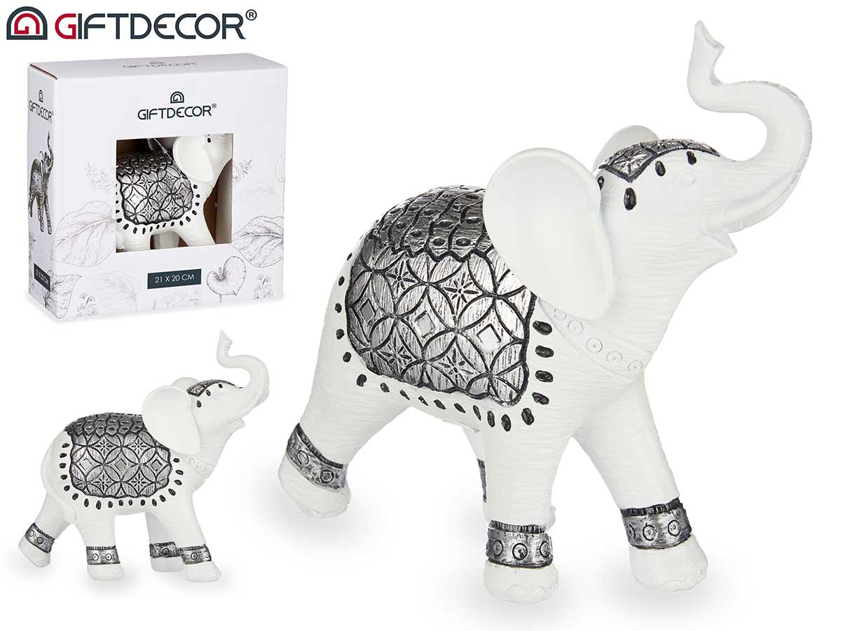 White Resin Elephant Medium