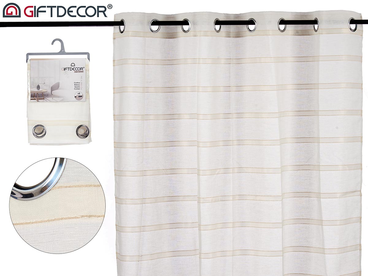 Beige With Stripes Curtain 140 x 260 cm