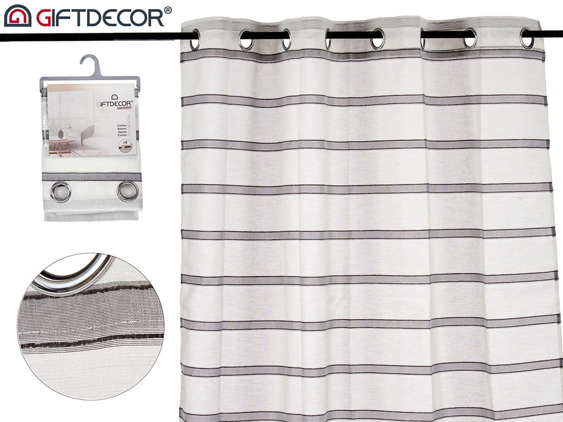 Grey With Stripes Curtain 140 x 260 cm