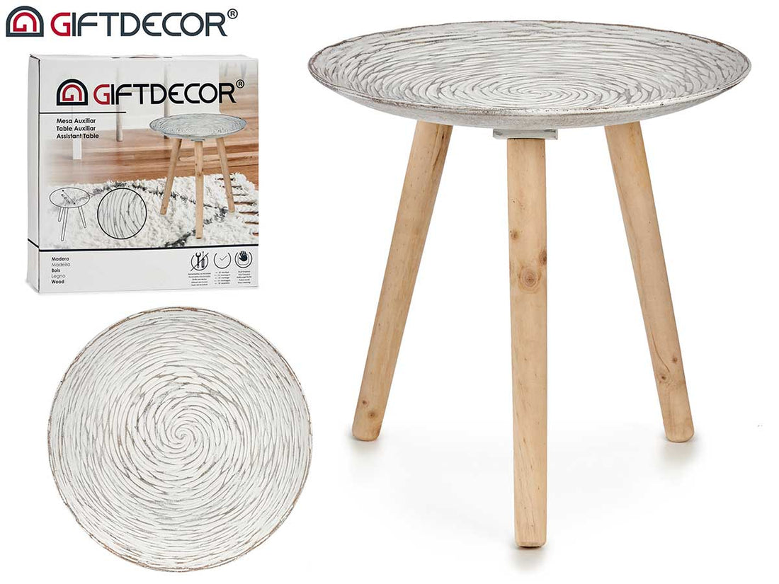 Wooden Table With Spiral Decoration 40 cm