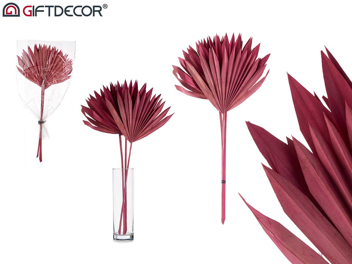 3 unidades de folha de palmeira fúcsia