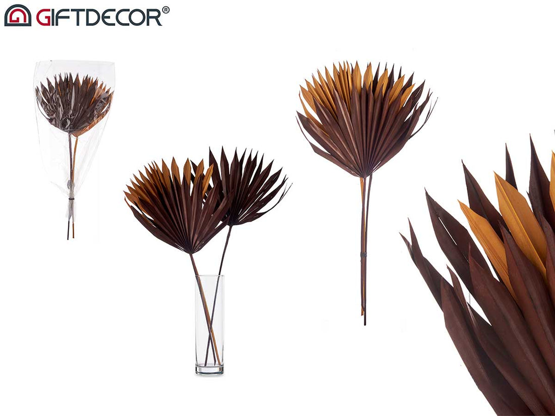 3 unidades de folha de palmeira marrom