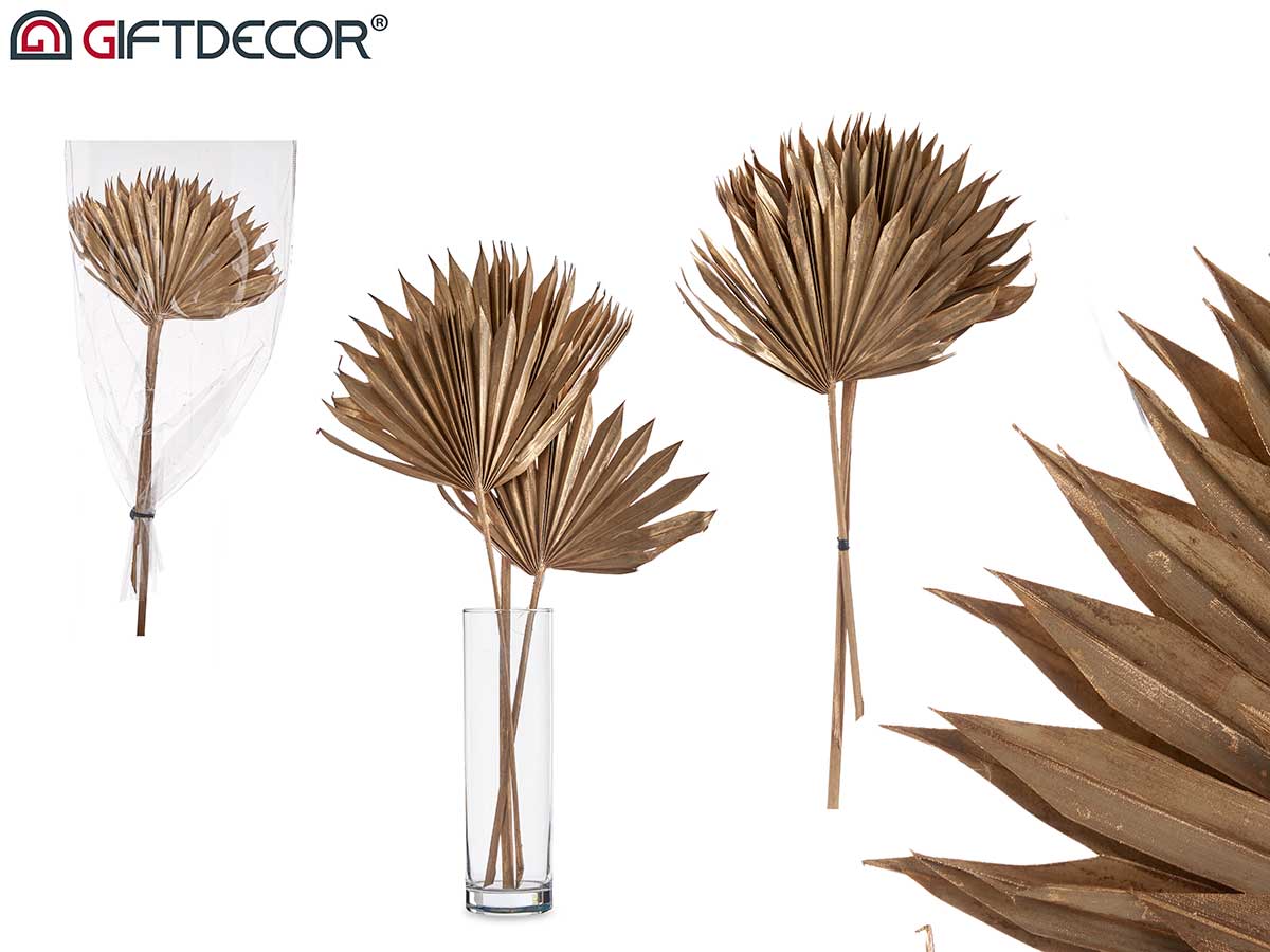 3Pcs Gold Palm Leaf