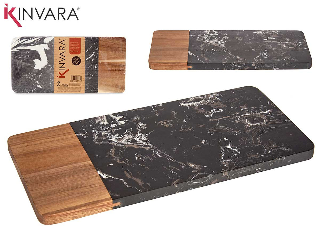 Wood And Black Marble Cutting Board 30Cm