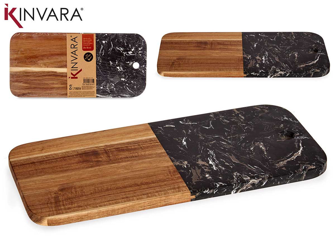 Wood And Black Marble Cutting Board 38Cm
