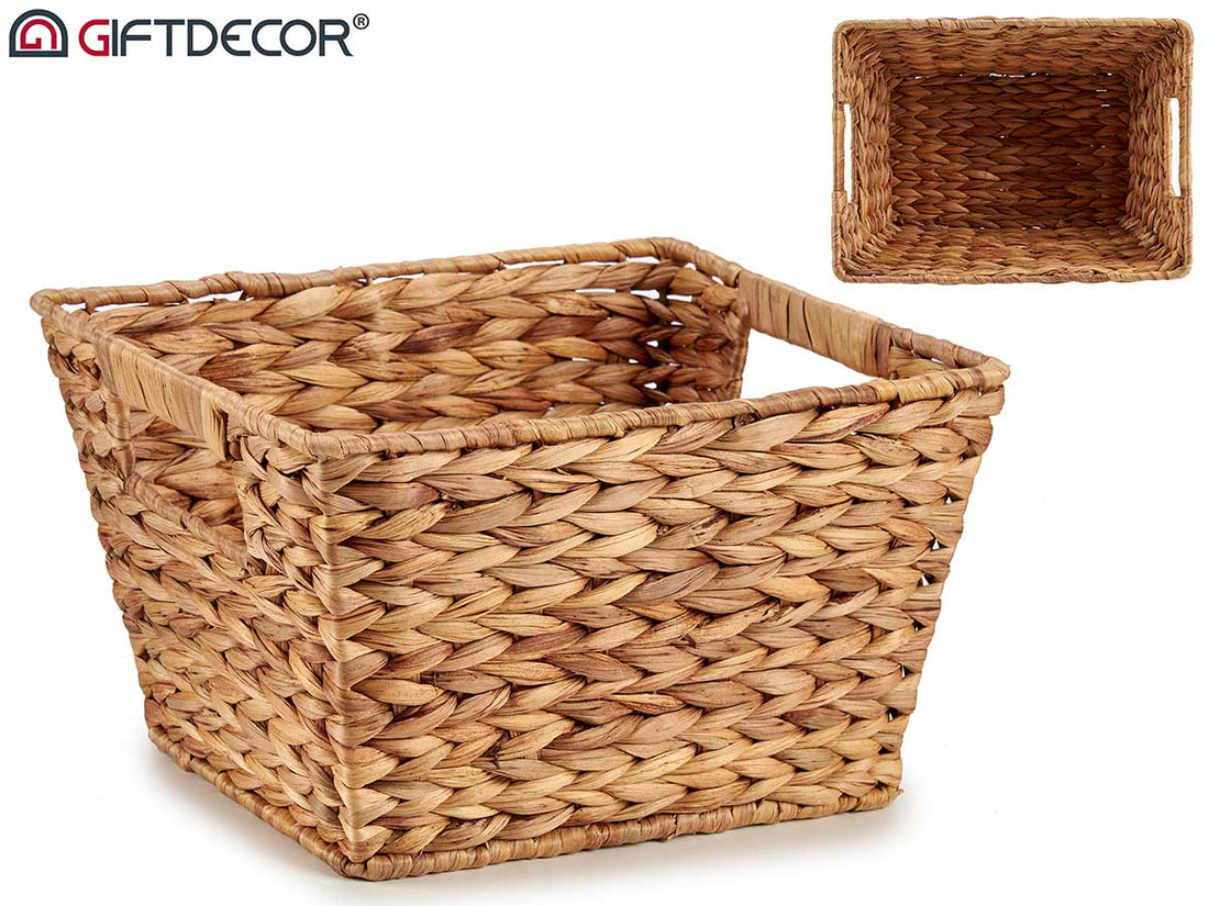 Rectangular Straw Basket With Handles