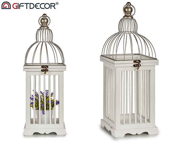 White Square Wooden Cage