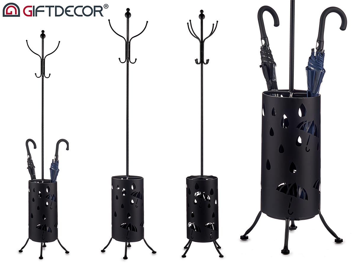 Metal Black Round Coat Rack Umbrella S Holder